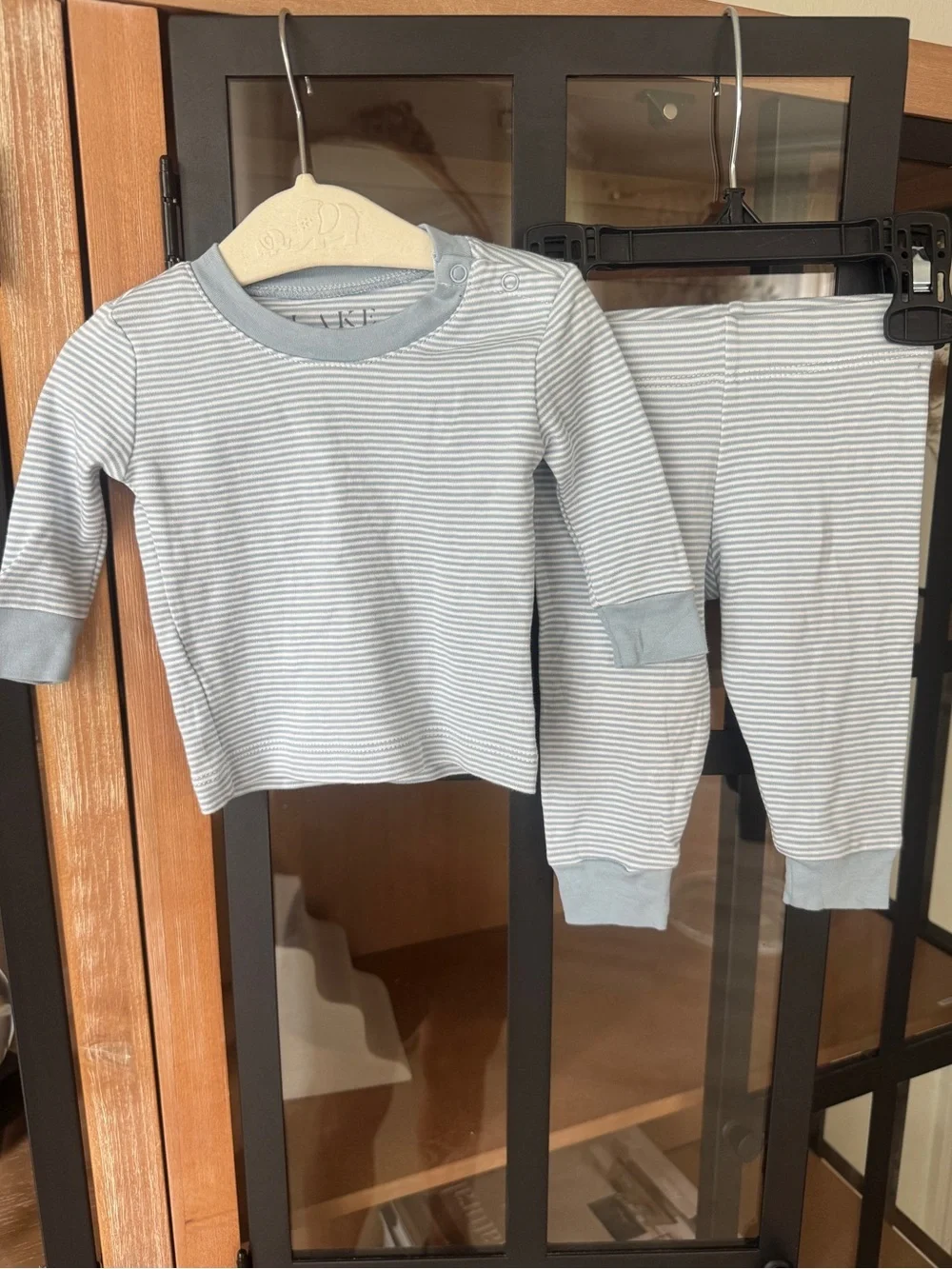 LAKE Pajamas set pima long sleeve tee pants cotton baby boy slate dusty blue